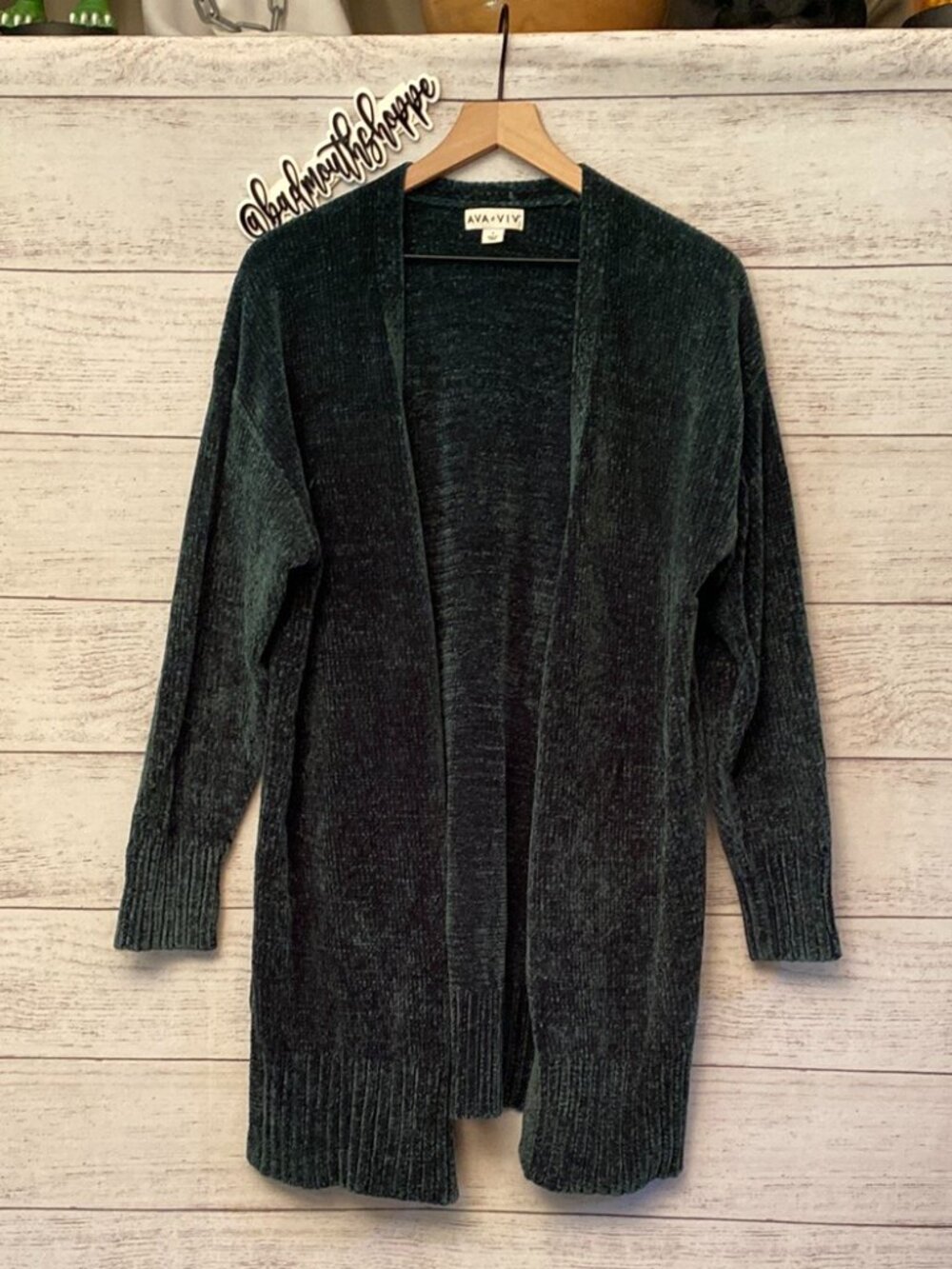 Ava & Viv for Target Hunter Green Thick Weave Open Front Cardigan Sweater Plus X